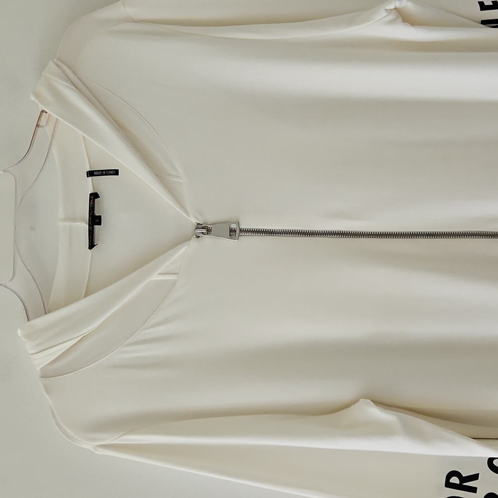 Jane & John Longline Zippered Hoodie Tunic‎ Spellout "ALL FOR ONE, ONE FOR ALL" - Picture 4 of 16